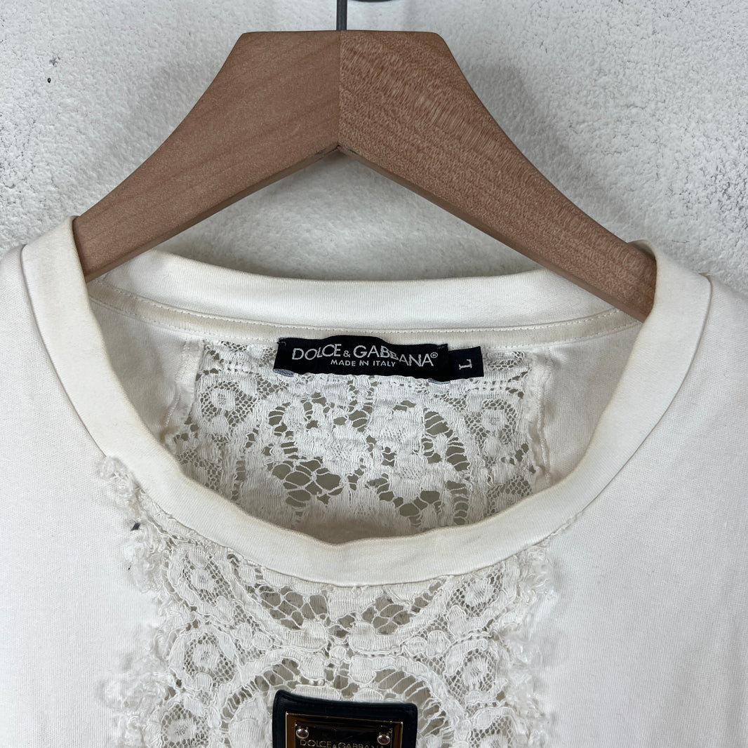 Dolce & Gabanna Floral Lace Hybrid T-Shirt