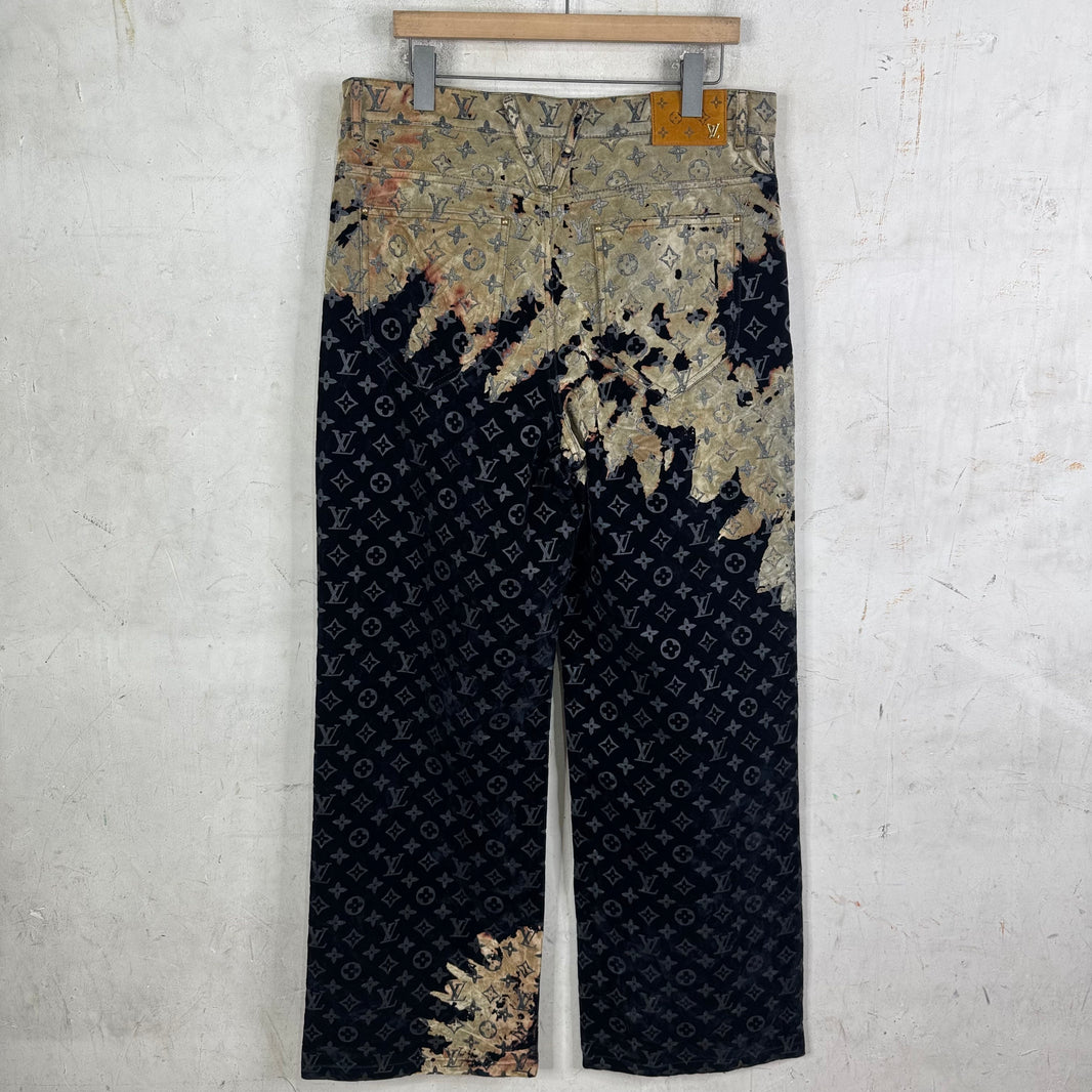 Louis Vuitton Velvet Monogram Bleached Jeans