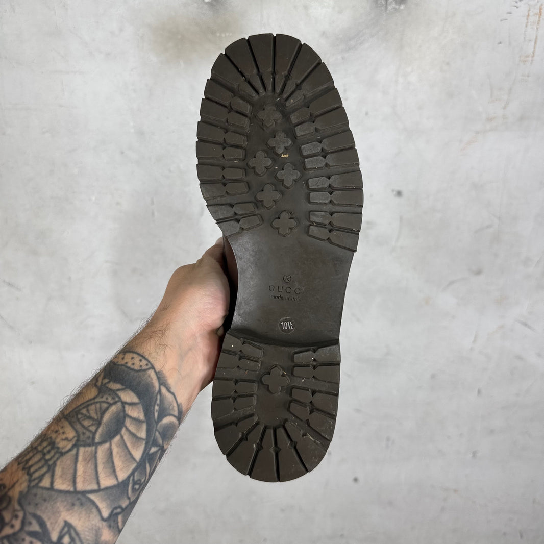 Gucci Brown Horsebit Lug Loafer