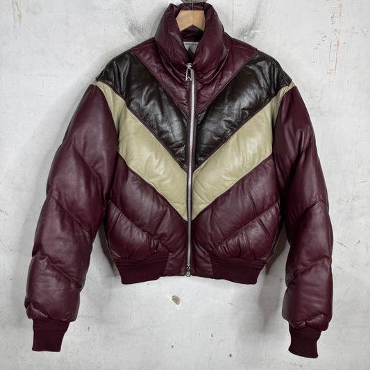 Bottega Tri Color Leather Puffer Jacket