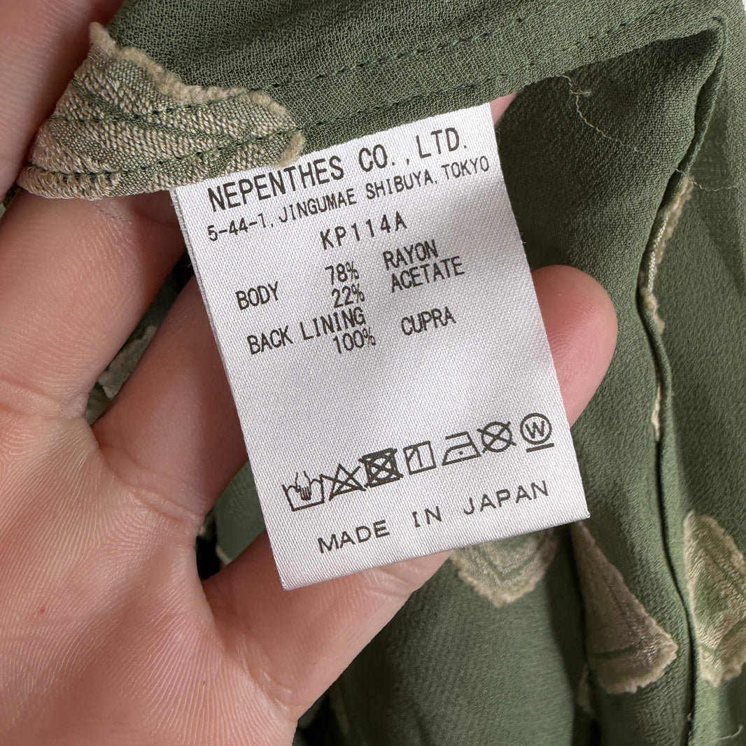 Needles Green Diamond Pattern Rayon LS Button Up Shirt