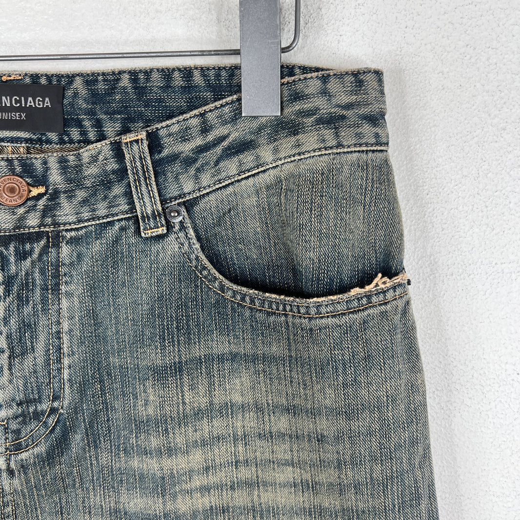 Balenciaga Blue Washed Flared Bootcut Jeans
