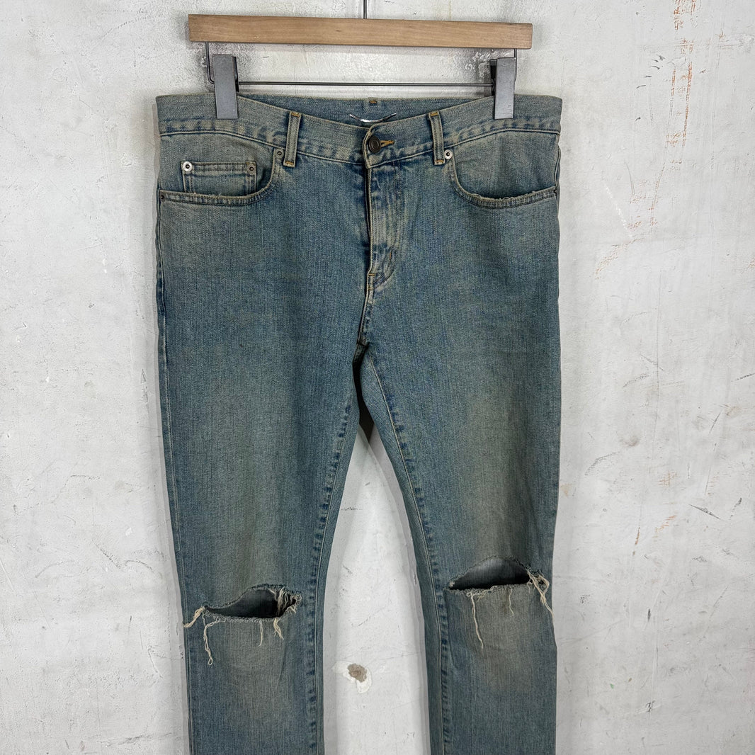 Saint Laurent 2015 Ripped Knee Dust Wash D02 Jeans