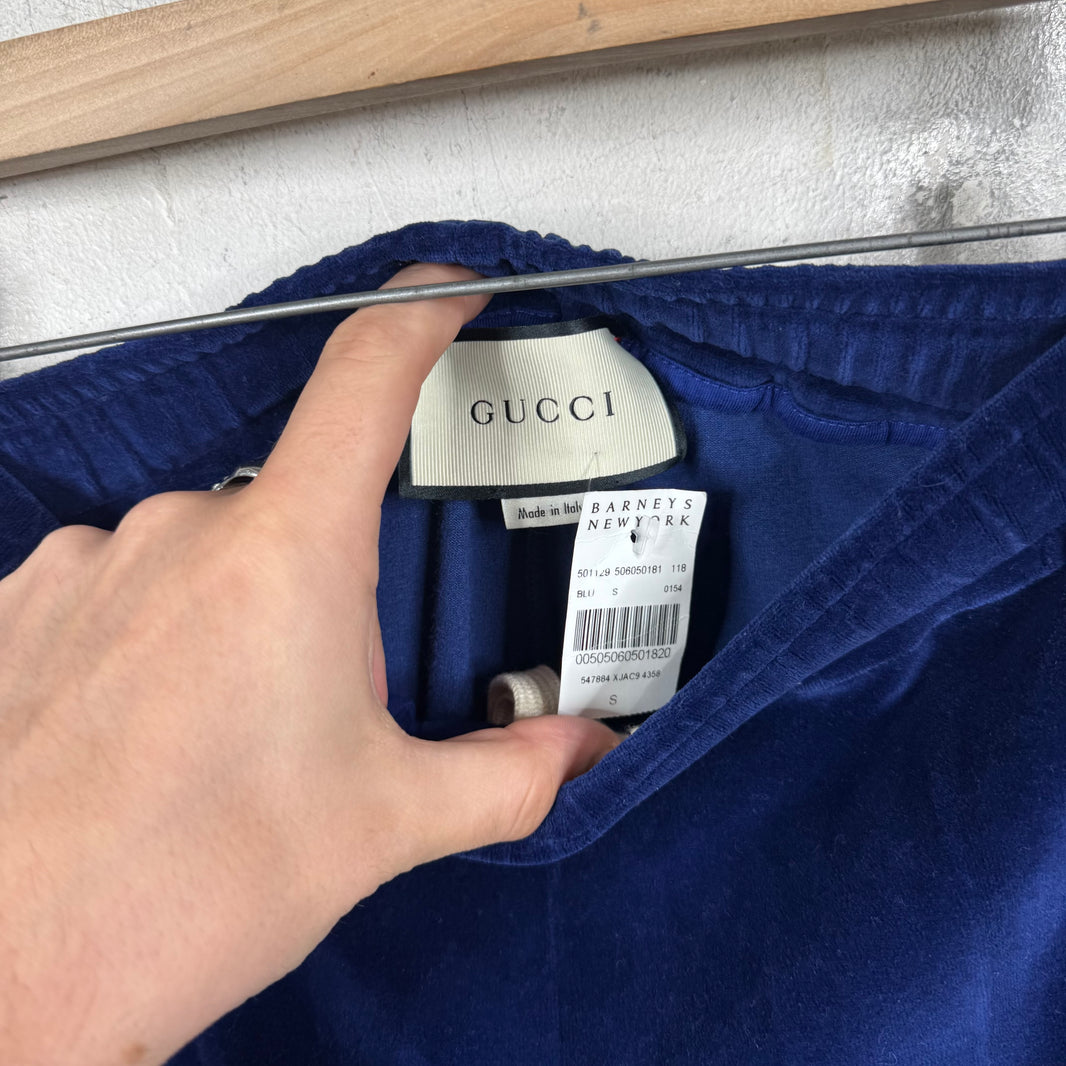 Gucci Blue Velvet Track Pants