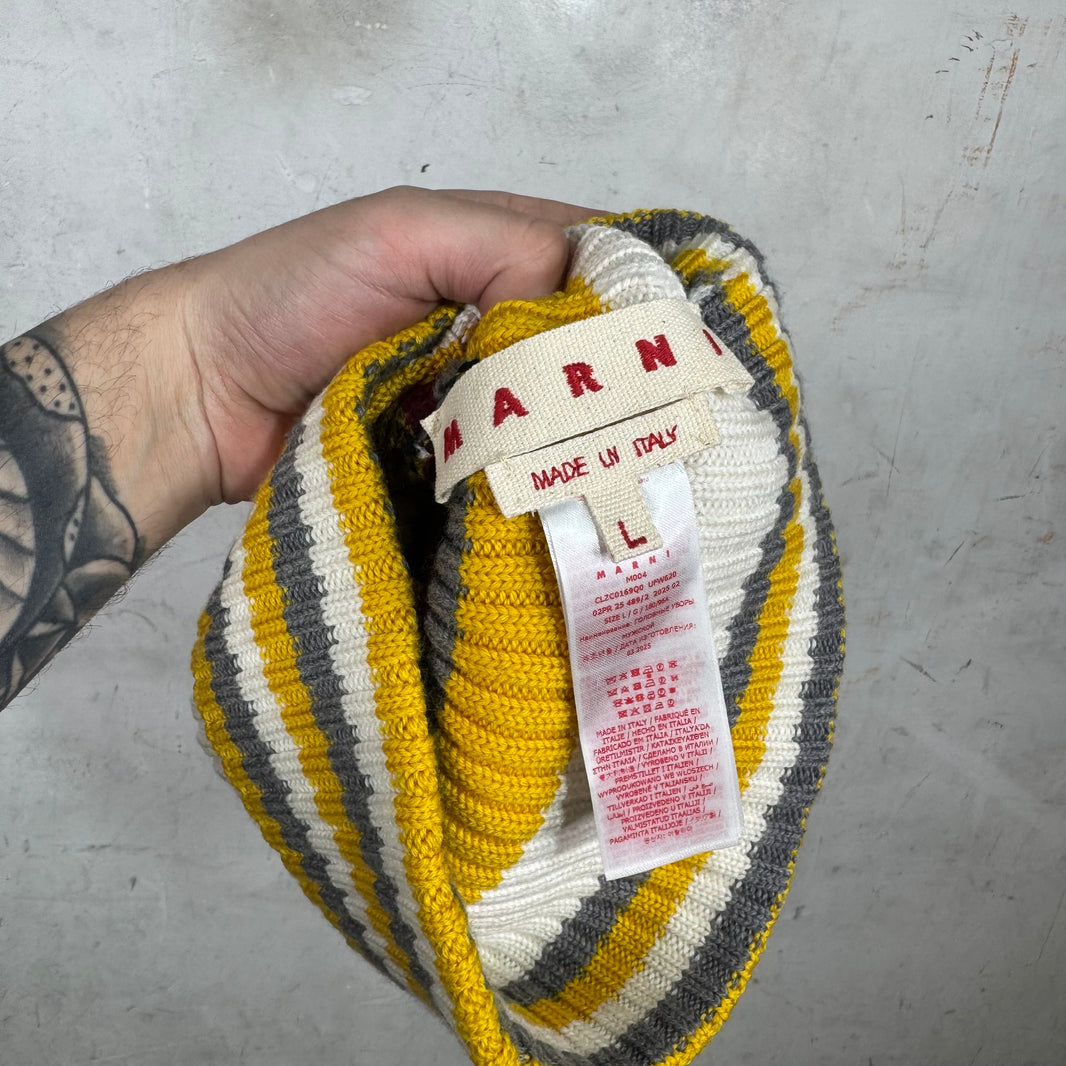 Marni Yellow Striped Beanie