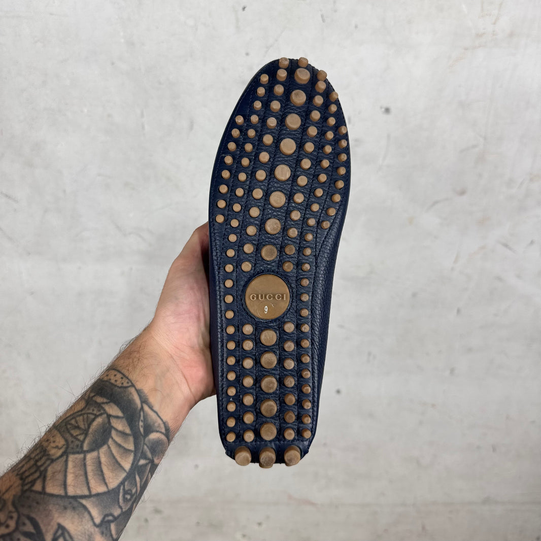 Gucci Navy Driver Flats