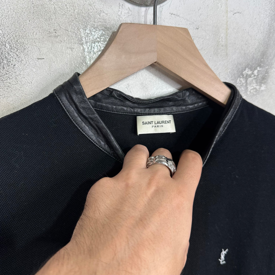 Saint Laurent Two Button Leather Collar Shirt