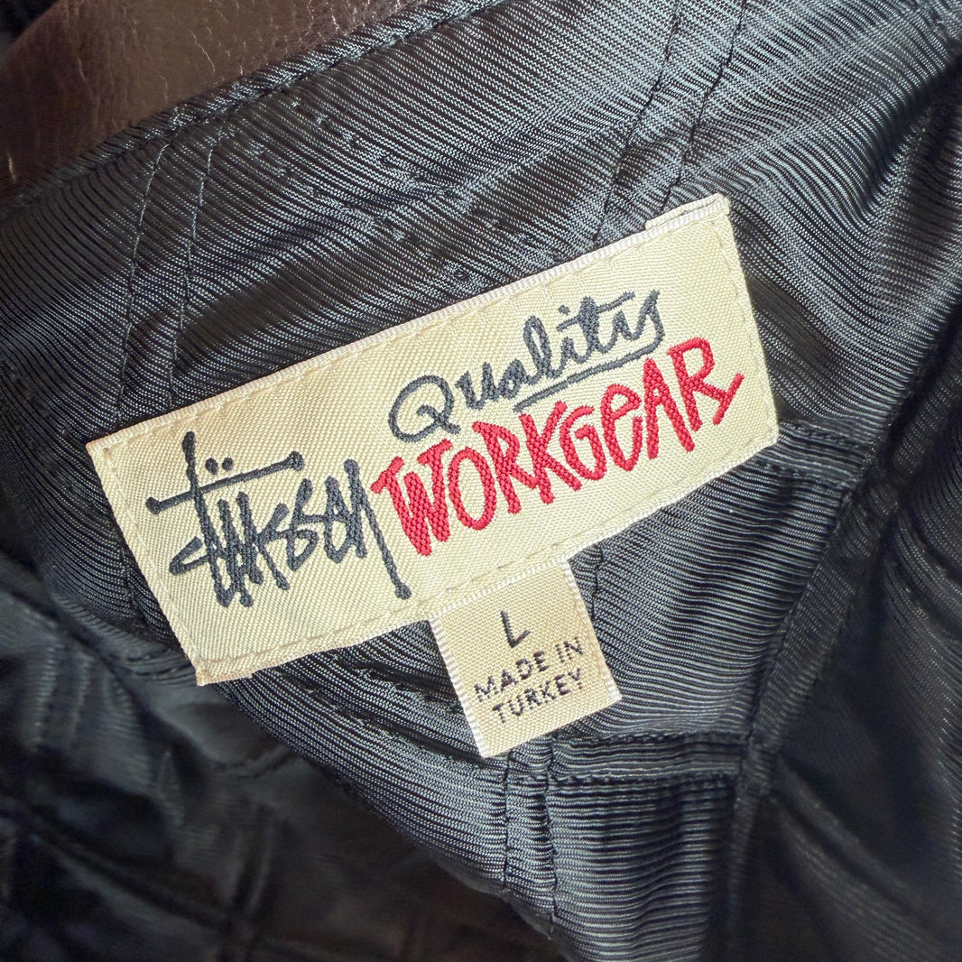 Stussy Brown Goat Leather Garage Zip Up Jacket