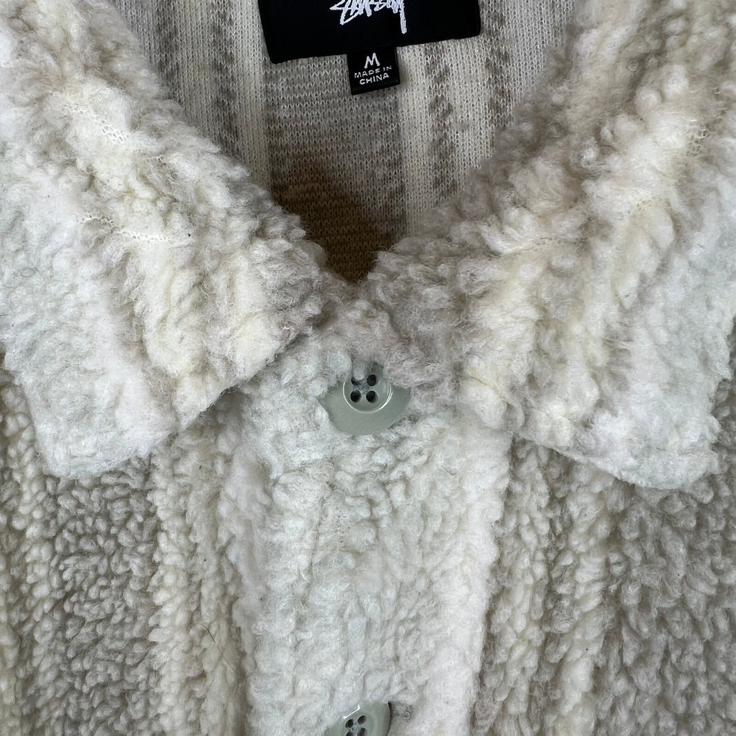 Stussy Green Fleece Button Up Jacket