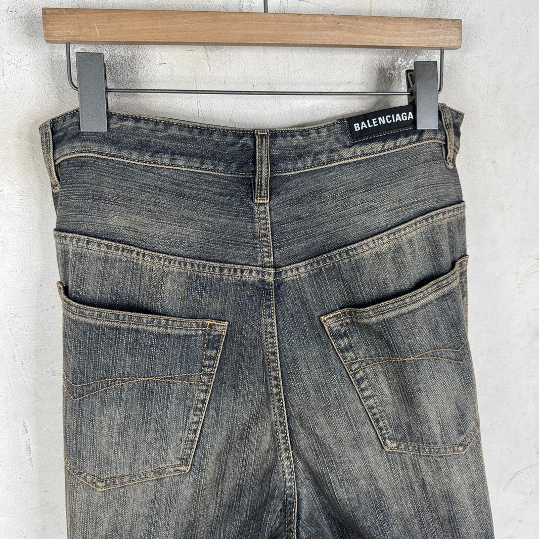 Balenciaga Denim Leather Pantashoe Heels