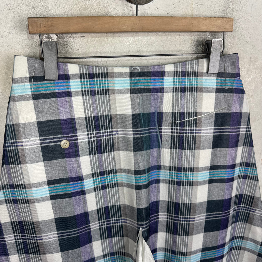CDG Shirt Printed Plaid Pleated Shorts