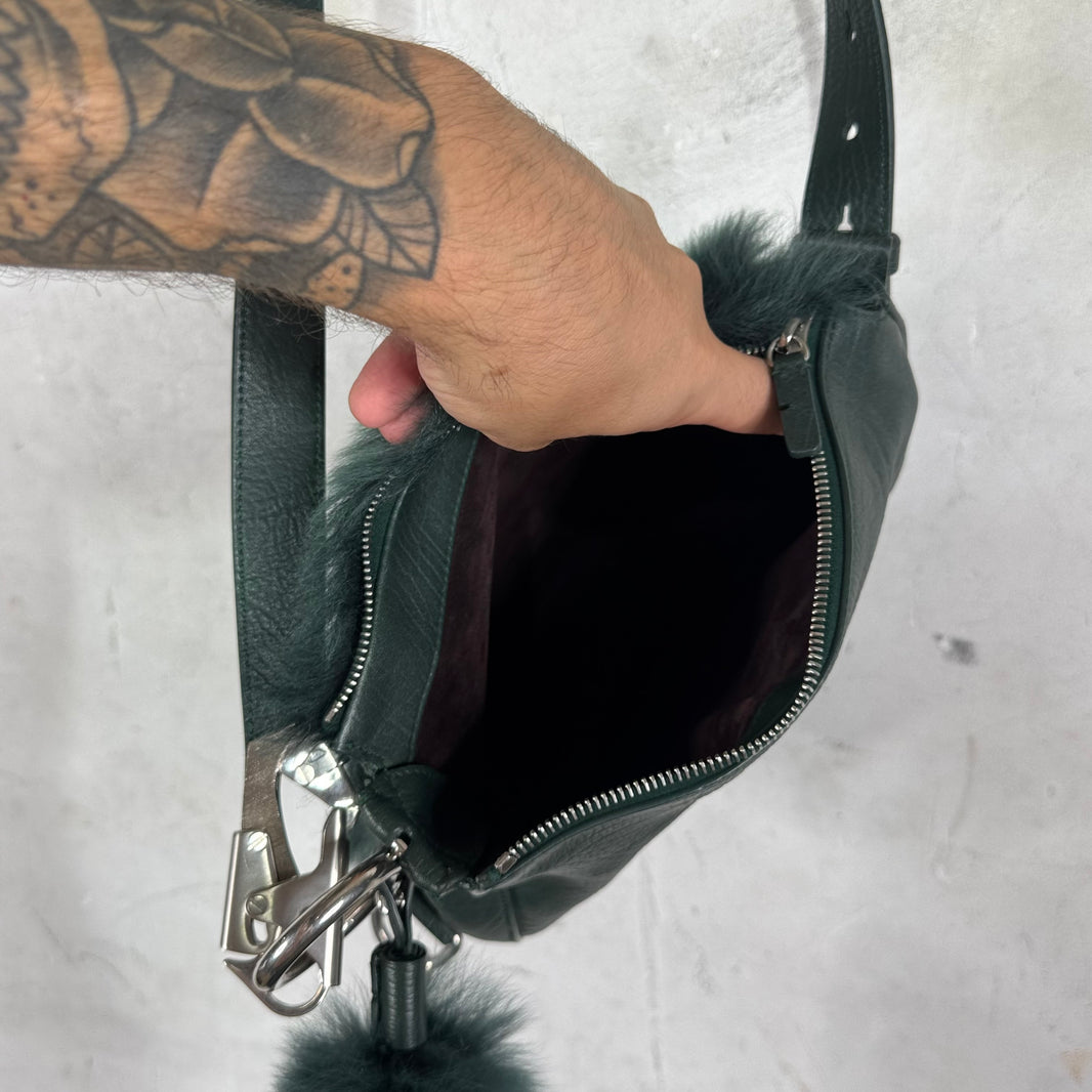 Burberry Fuzzy Leather Messenger Pouch Bag