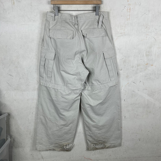 Balenciaga Distressed White Cargo Pants
