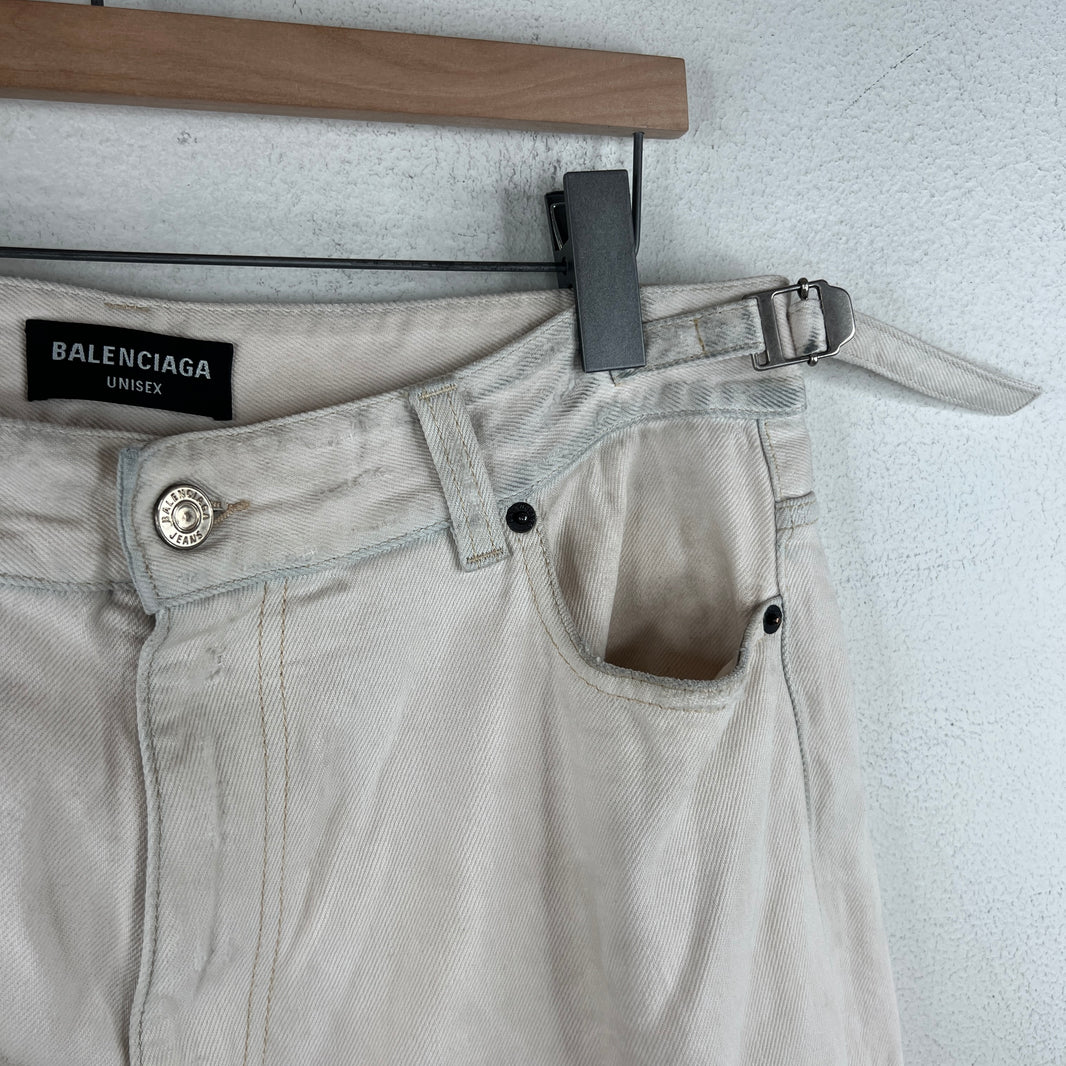 Balenciaga White Denim Convertible Cargo Pants