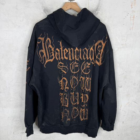 Balenciaga Heavy Metal Distressed Zip Hoodie