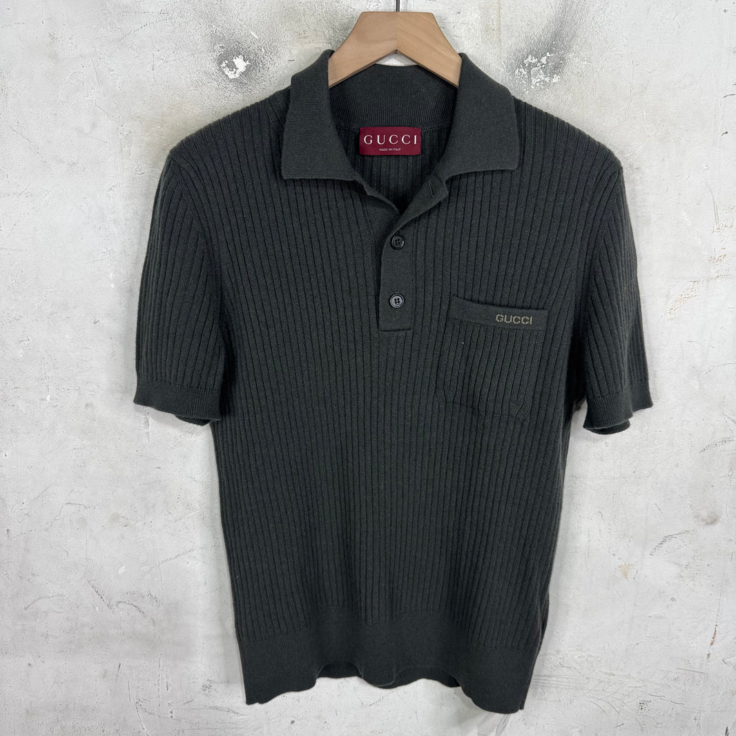 Gucci Ribbed Wool Knit Polo