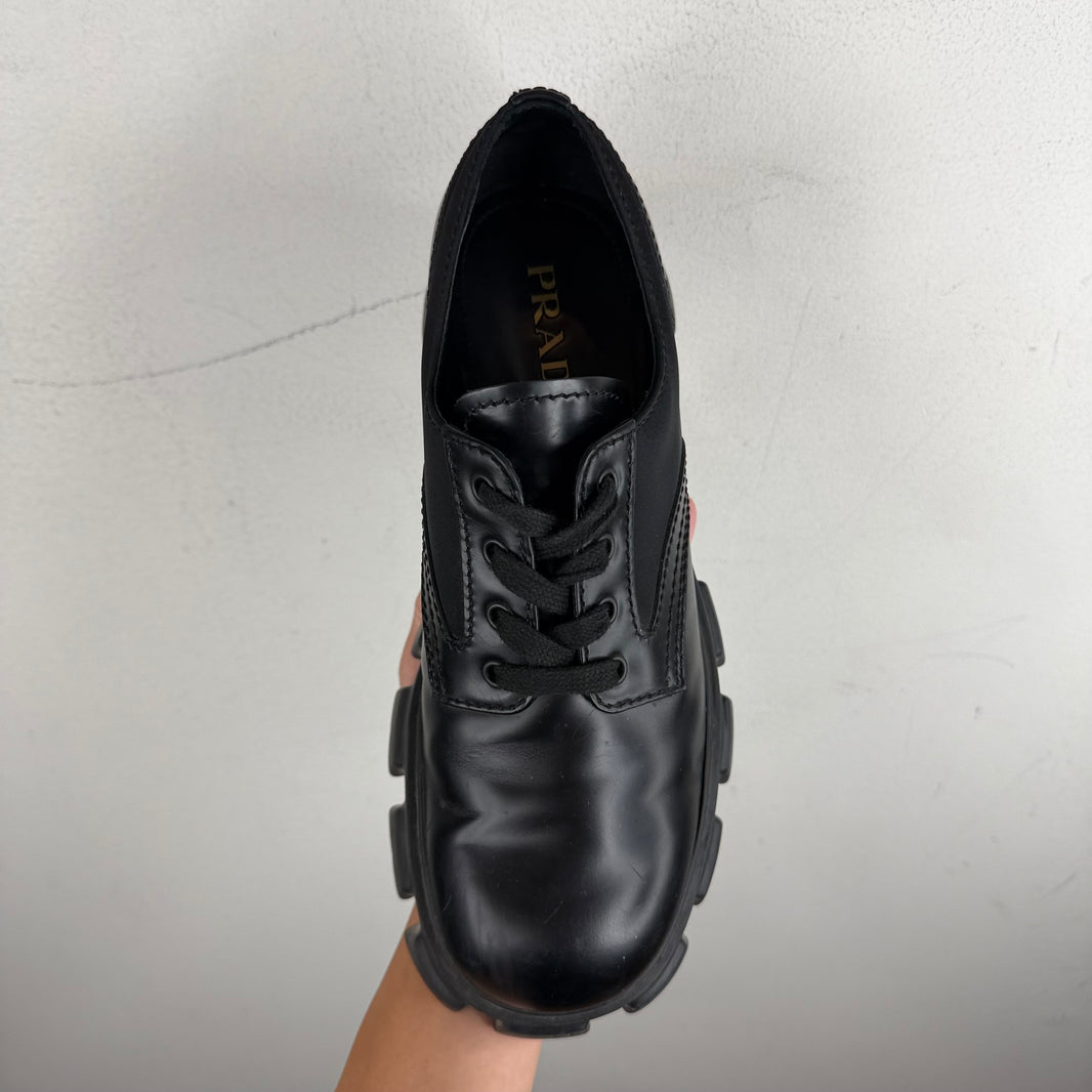 Prada Nylon/Leather Monolith Derbies