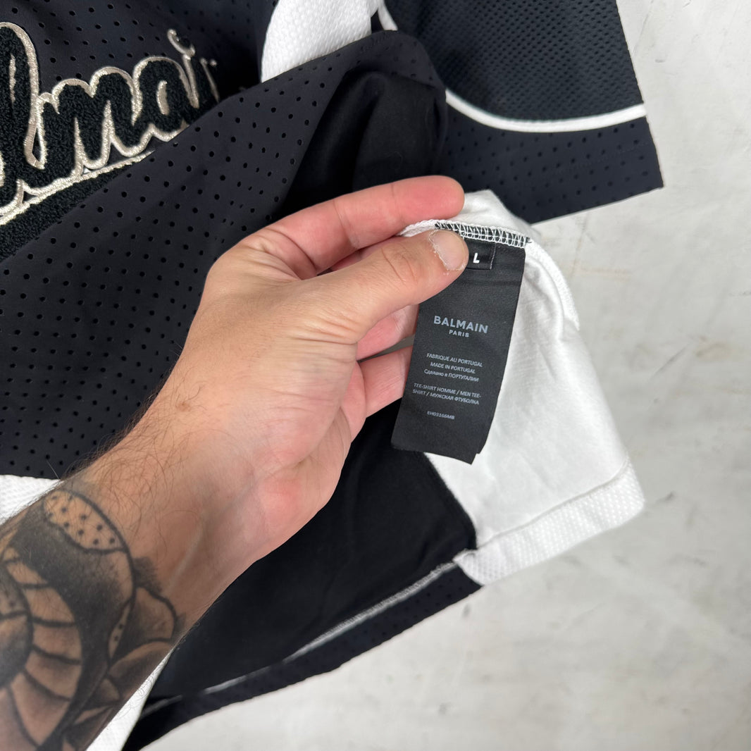 Balmain Chenille Logo Mesh Jersey