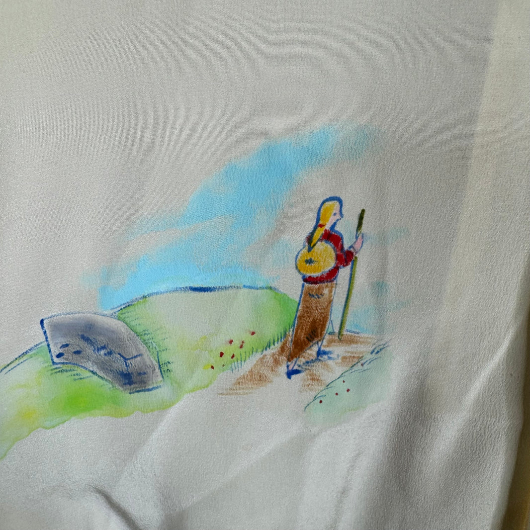 Bode Hand Painted Landscape Silk Button Up Shirt