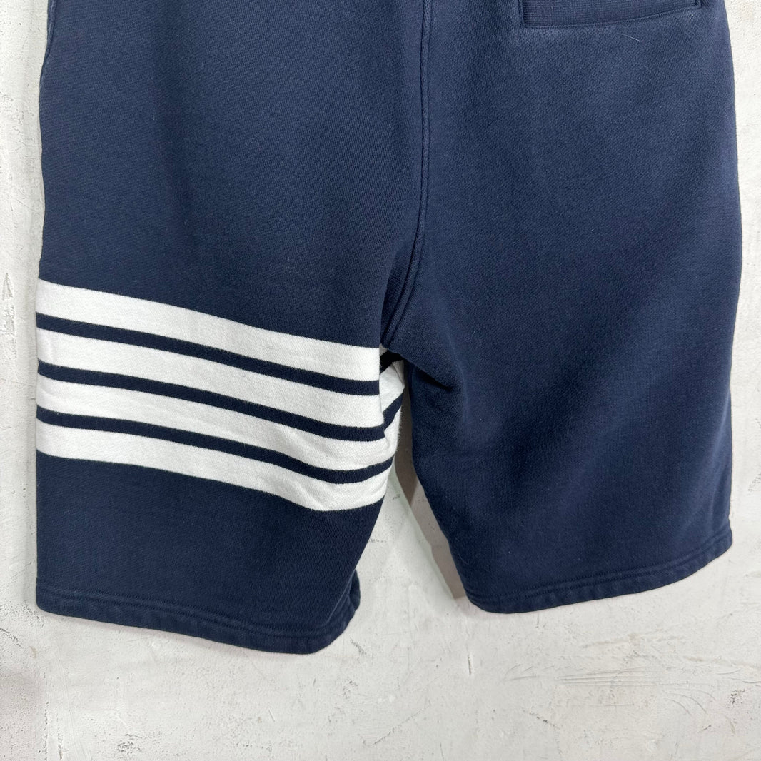 Thom Browne Navy Striped Sweat Shorts