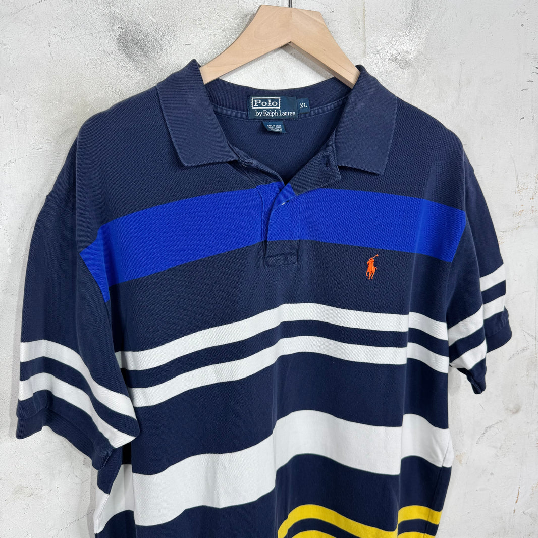 Ralph Lauren Striped Navy/White/Yellow Polo