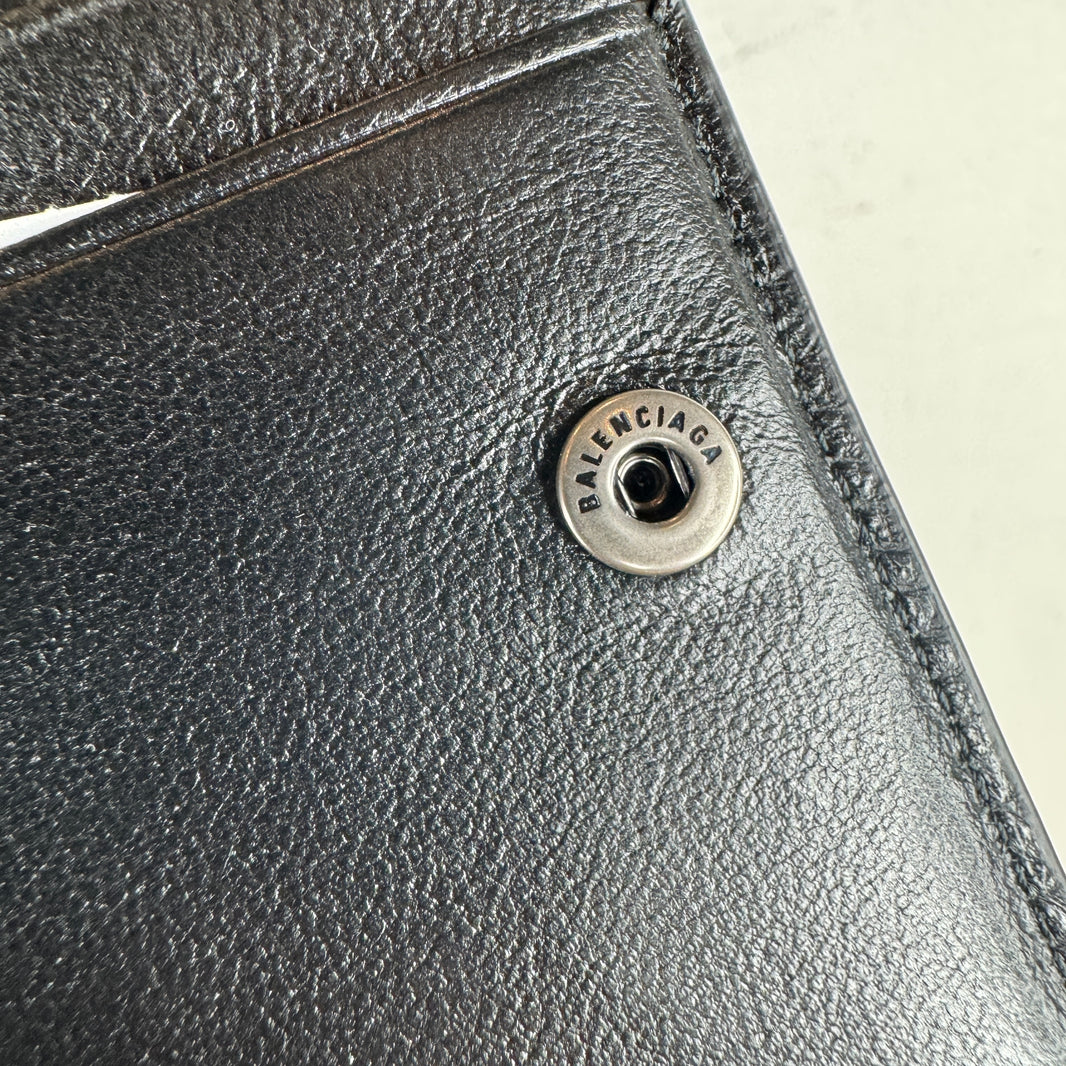 Balenciaga Snap Fold Metal Plaque Croc Wallet