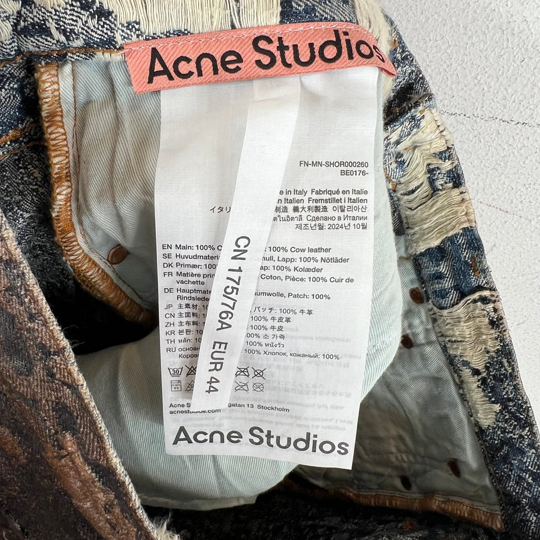 Acne Studios Roman Distressed Waxed Denim Shorts