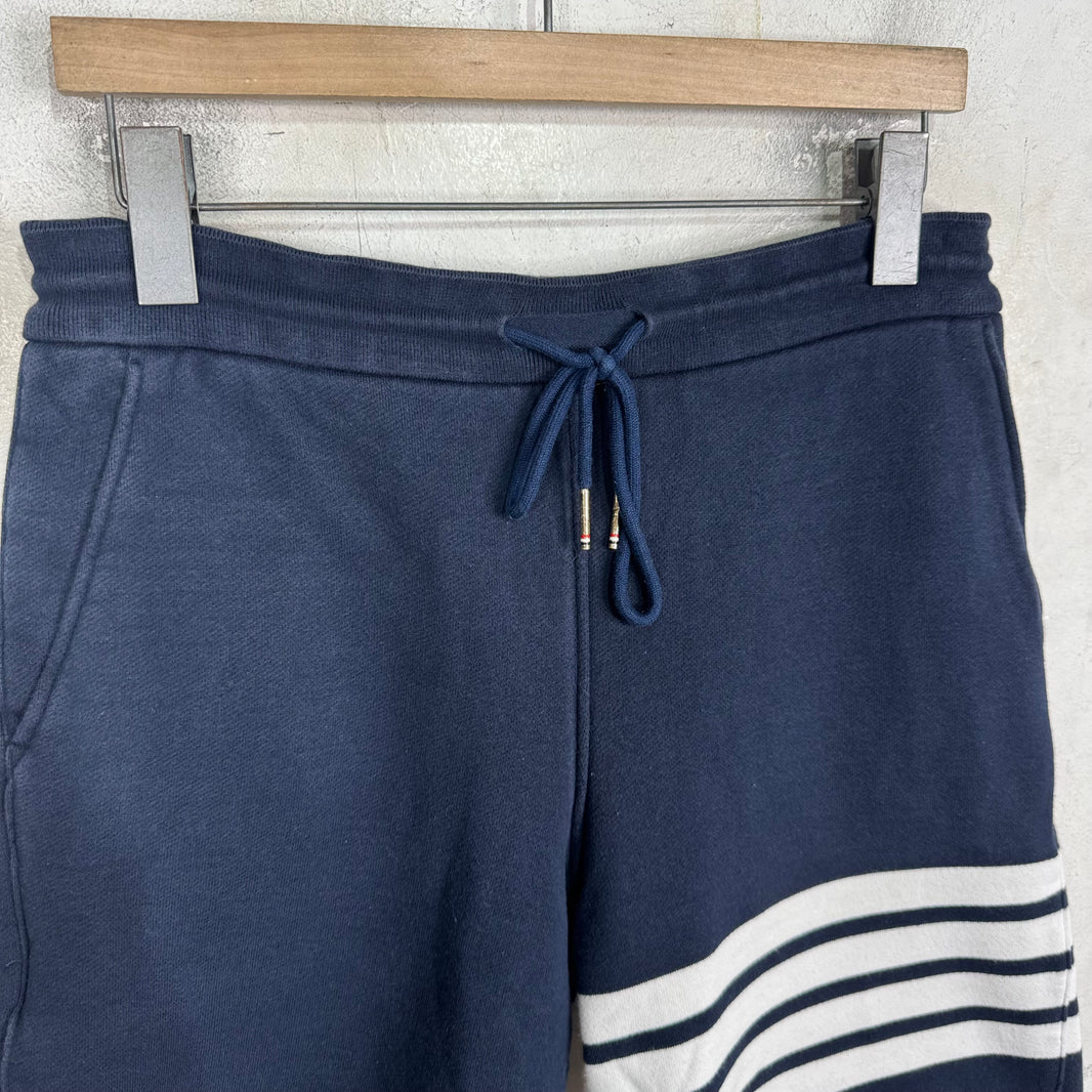 Thom Browne Navy Striped Sweat Shorts