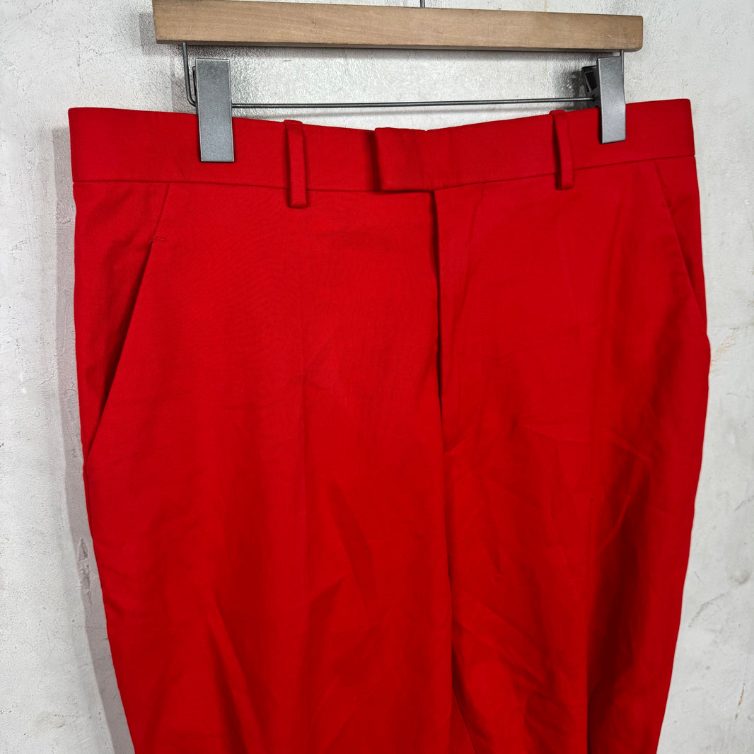 Bottega Veneta Gabardine Knee Strap Pants Red
