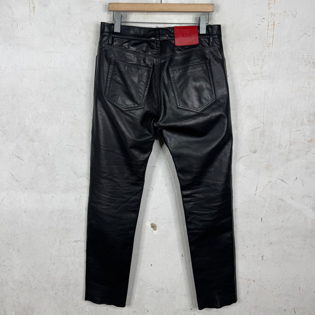 424 Leather Denim Pants