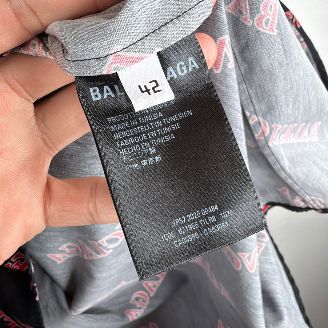 Balenciaga Diagonal Logo AOP Zip Work Shirt