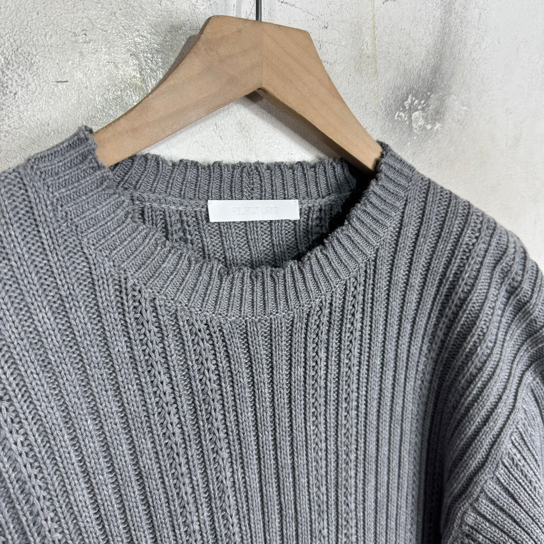 Helmut Lang Grey Ribbed Knit Sweater