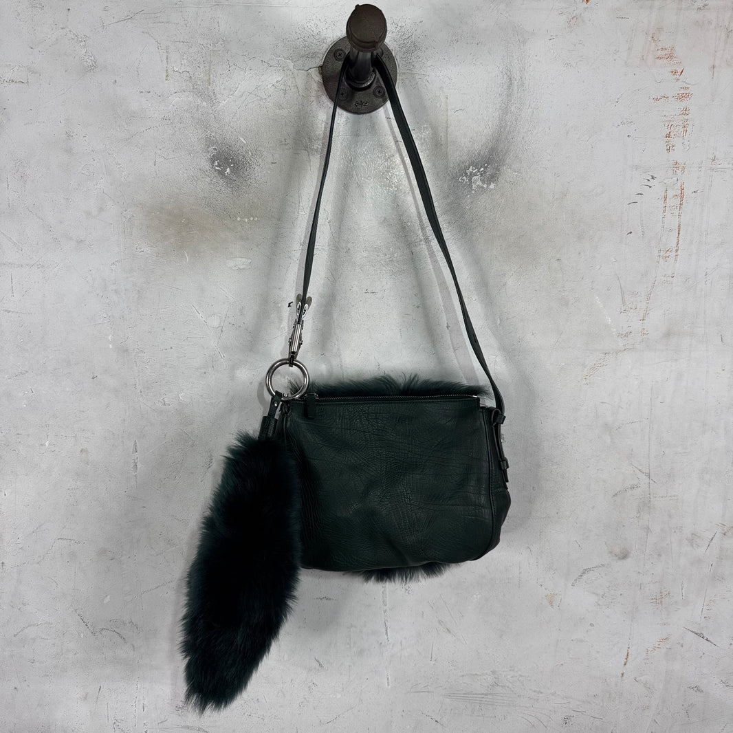 Burberry Fuzzy Leather Messenger Pouch Bag