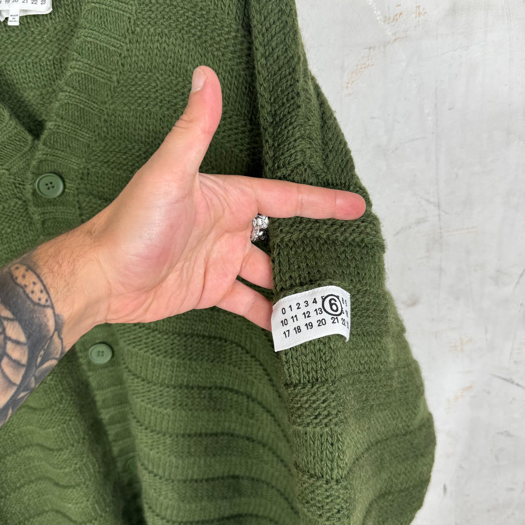 Margiela MM6 Green Frayed Cardigan
