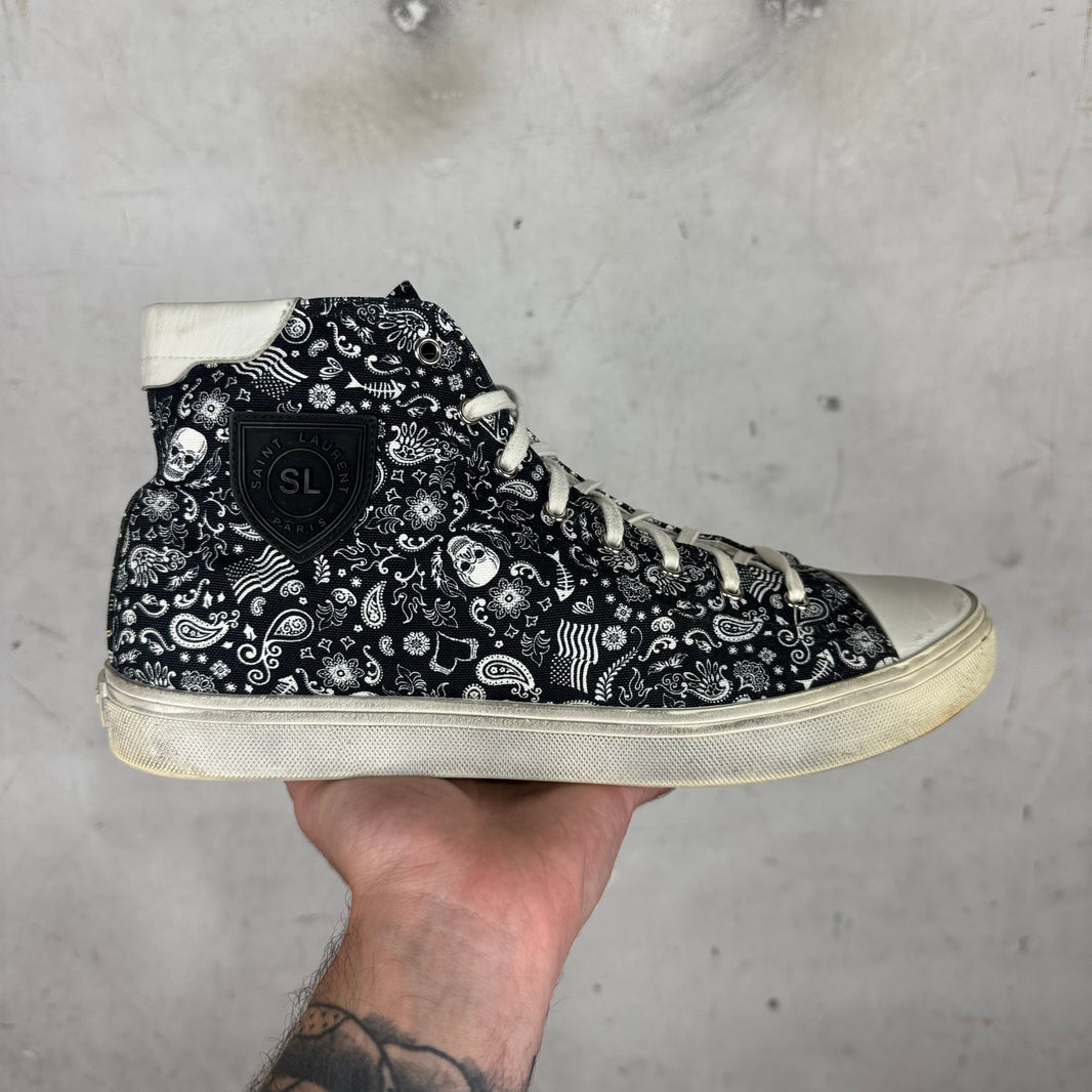 Saint Laurent Patterned Canvas Bedford Skull Sneakers