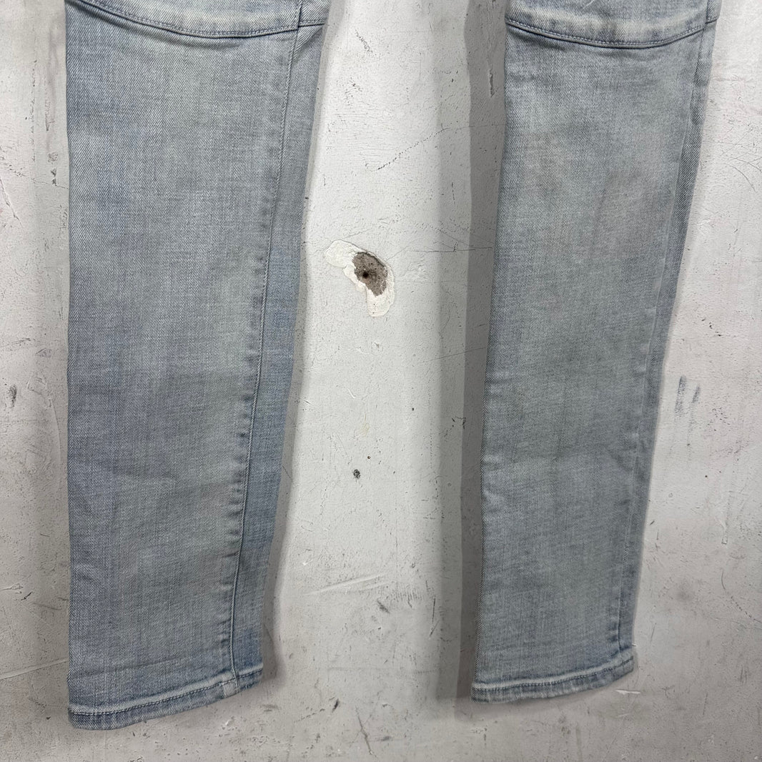 Balmain Light Wash Distressed Biker Jeans