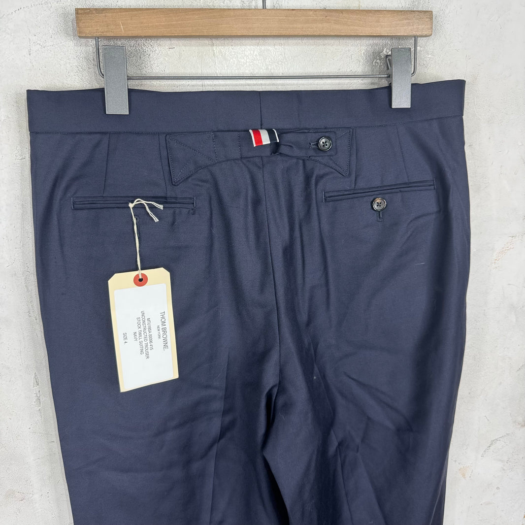 Thom Browne Navy Unconstructed Trousers