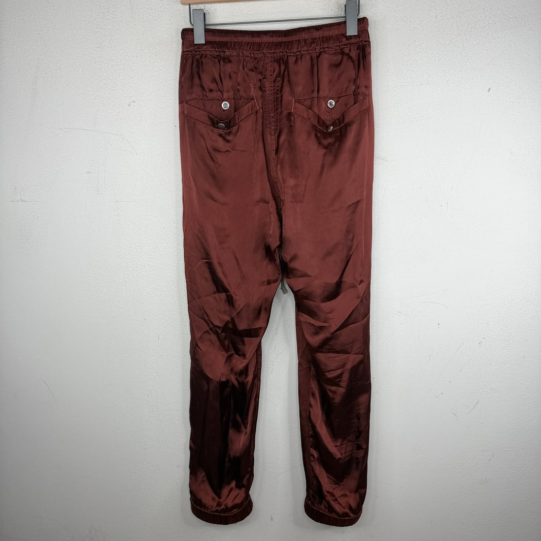 Rick Owens Red Cupro Track Pants