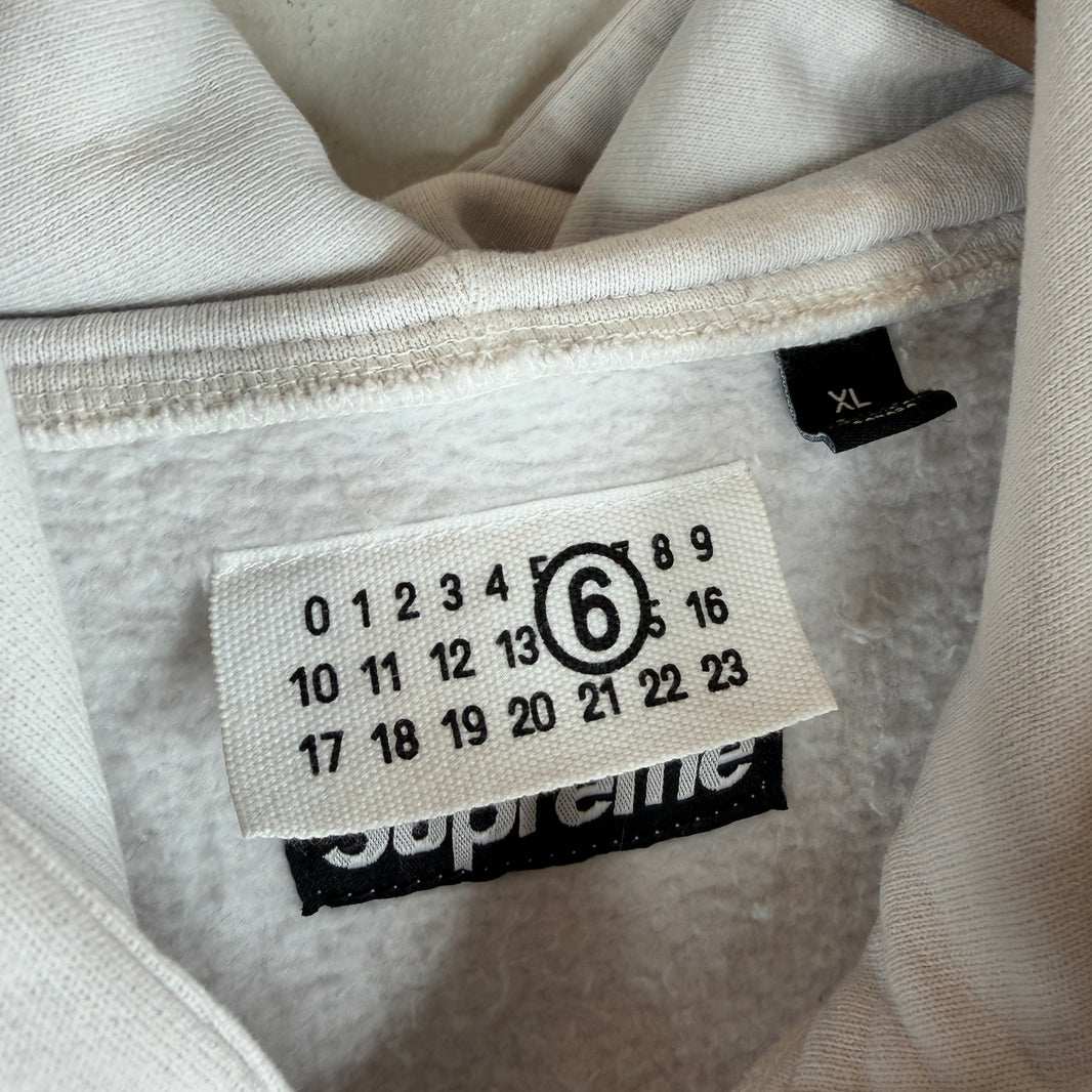 Supreme MM6 White Box Logo Zip-Up Hoodie