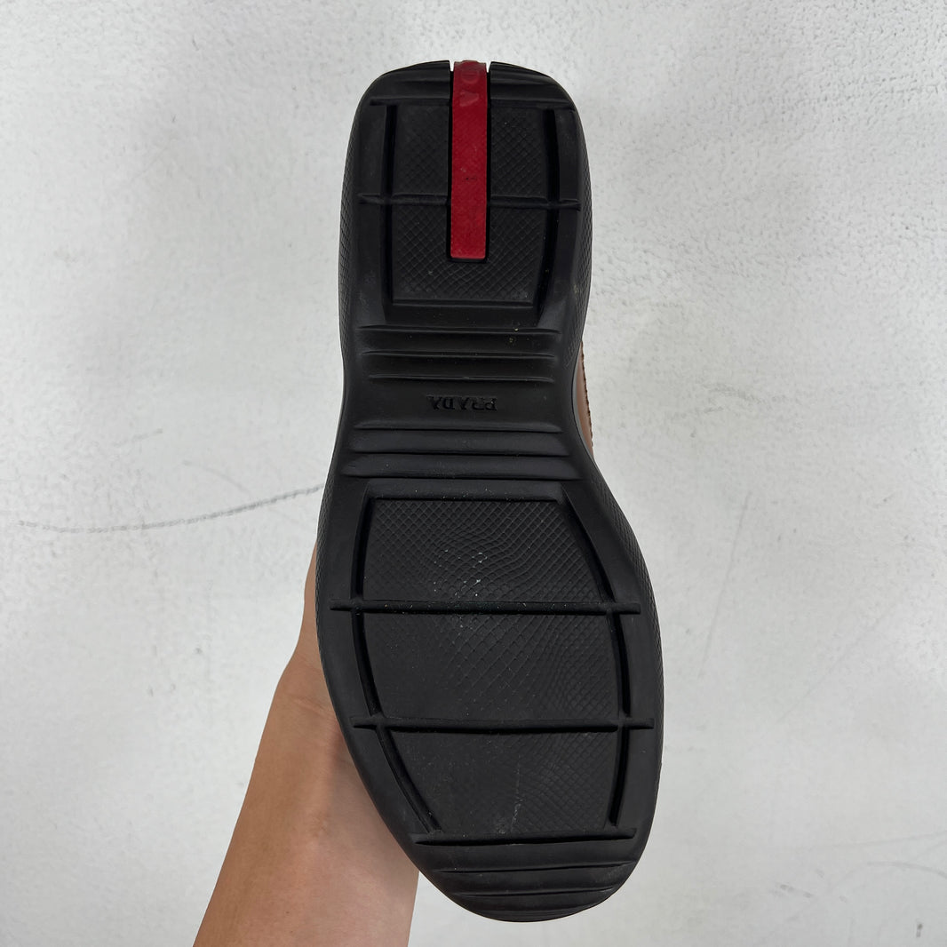 Prada Brown Leather Americas Cup Sneakers