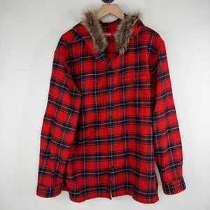 Supreme Fur Hooded Button Up Flannel