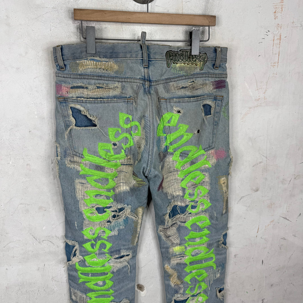 Endless Denim Repaired Back Logo Denim