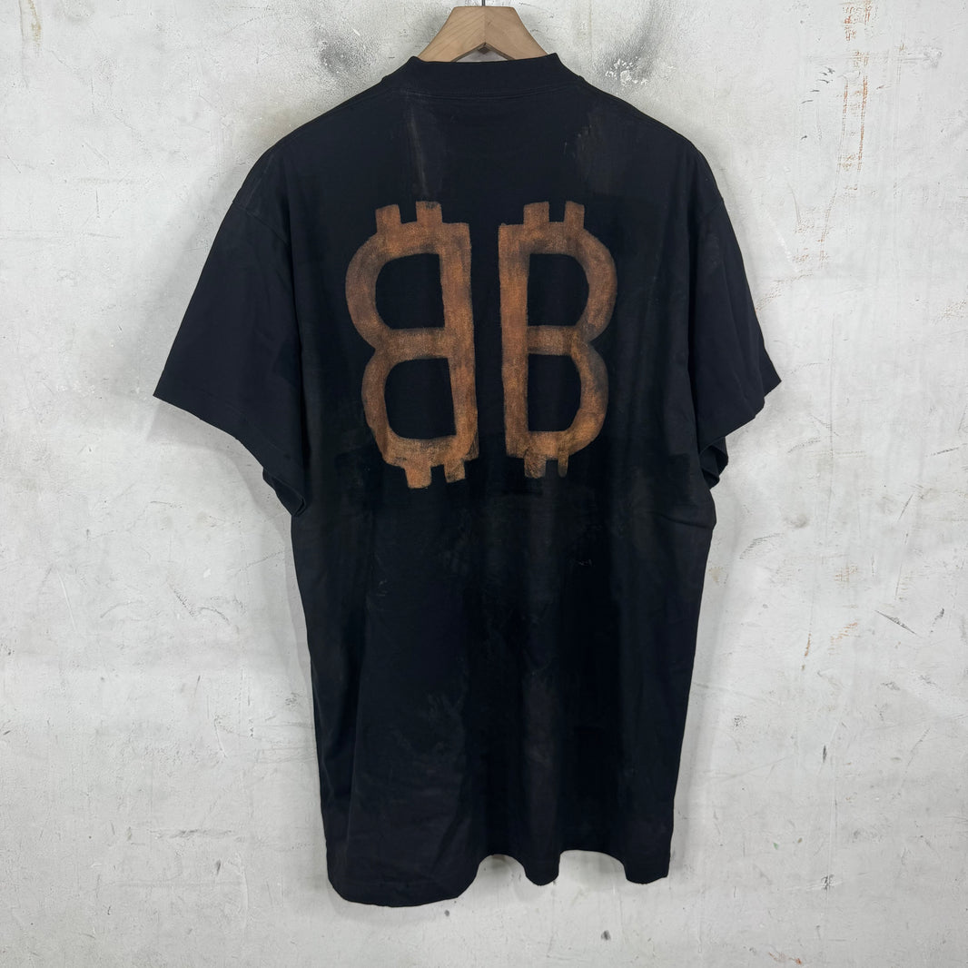 Balenciaga Mudded Bleach Bitcoin T-Shirt
