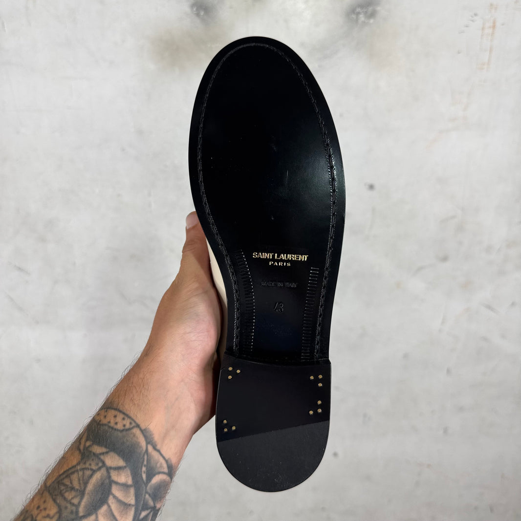 Saint Laurent Logo Beige Loafers