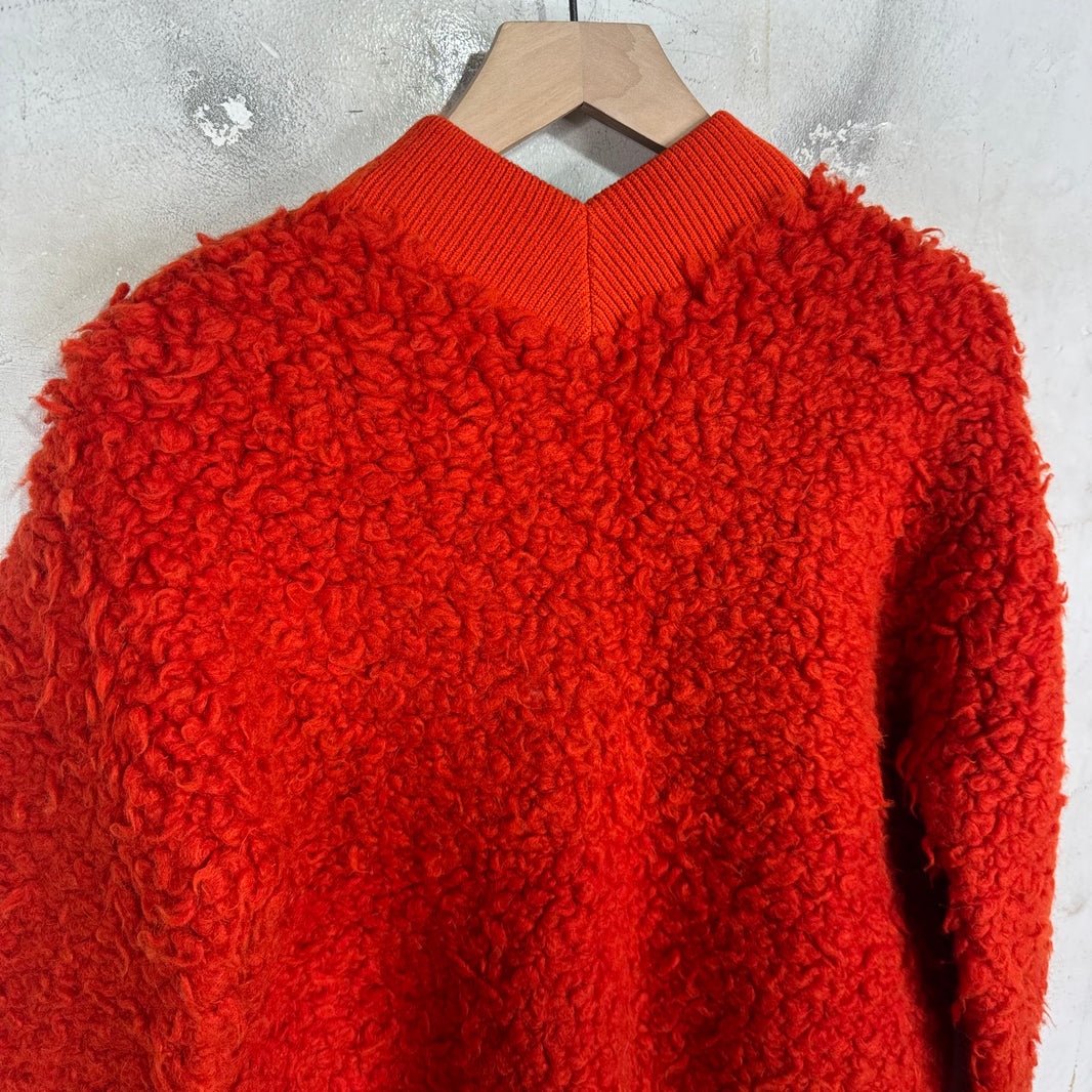 Bottega Veneta Red Fleece V-Neck Sweater