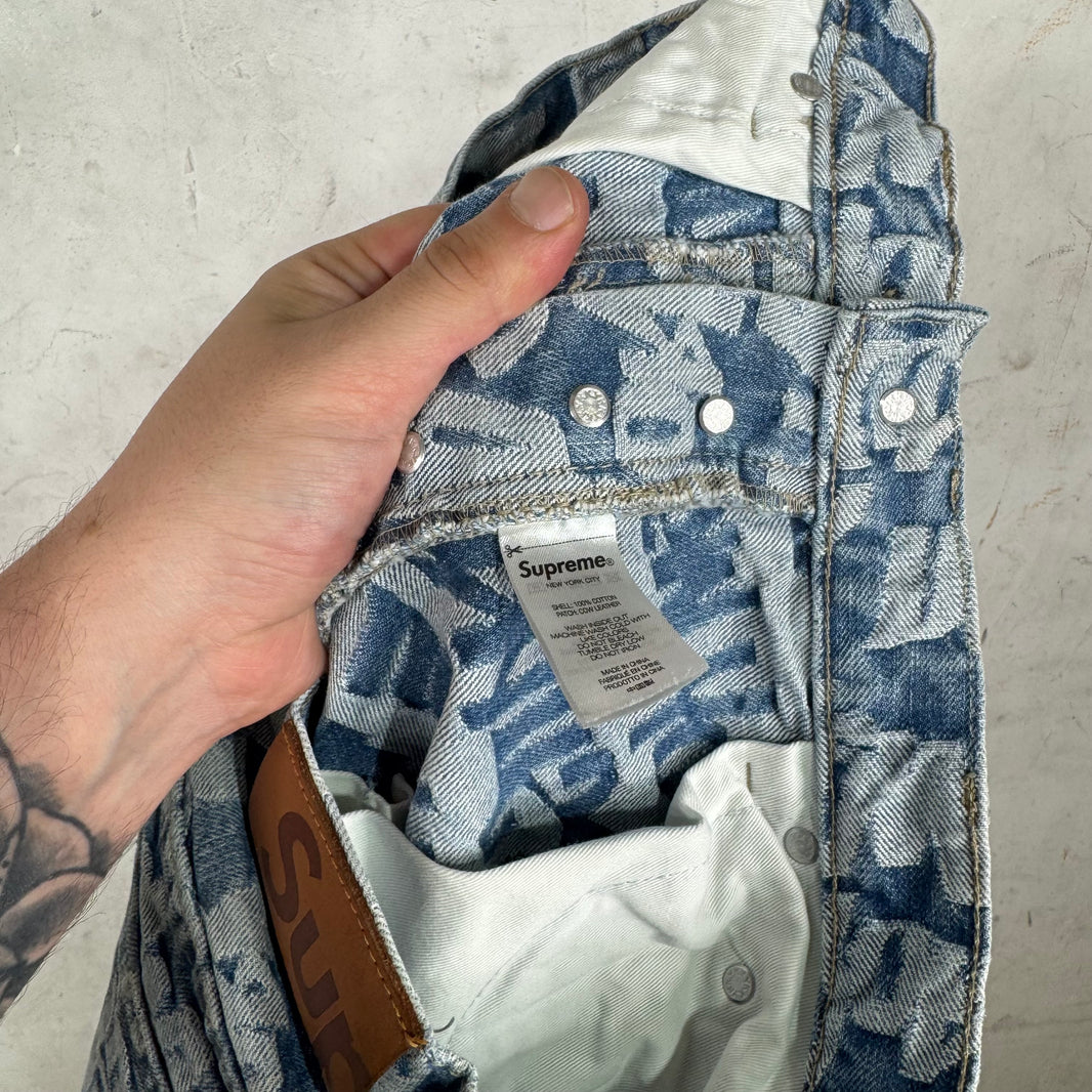 Supreme Jacquard Fat Tip Logo Jeans