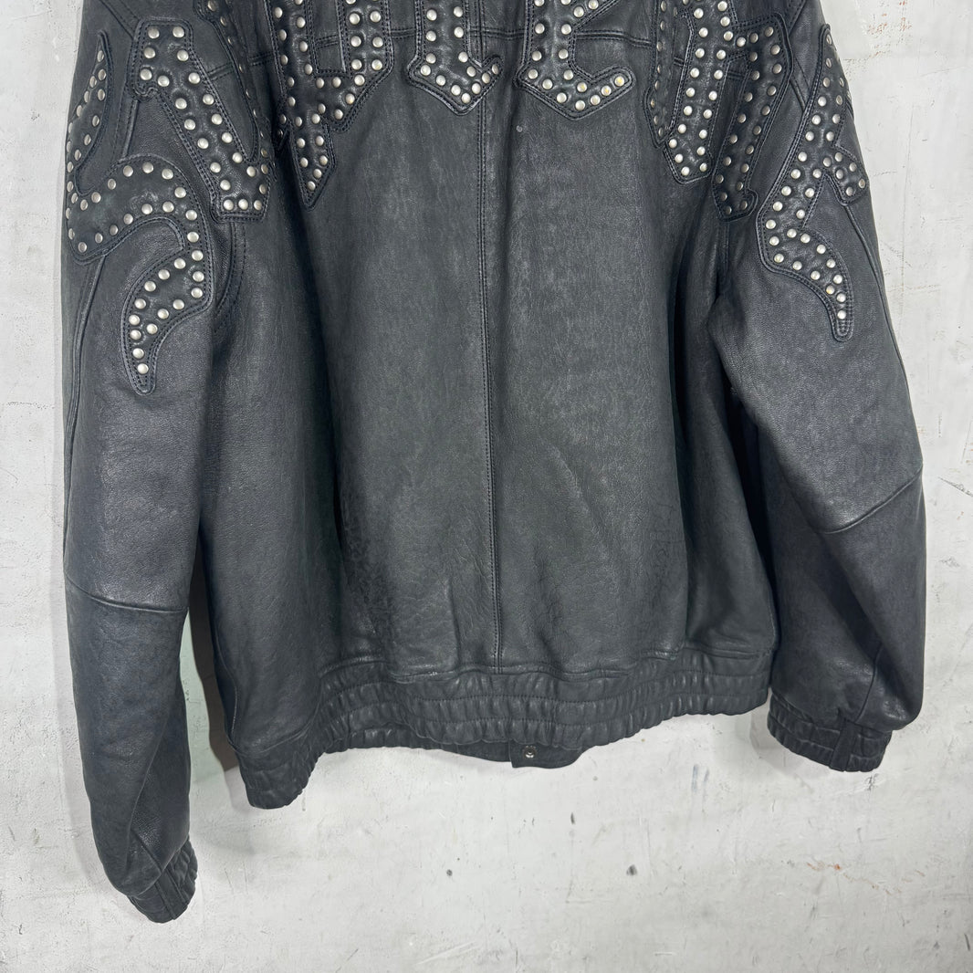 Supreme Pebbled Leather Studded Logo Jacket