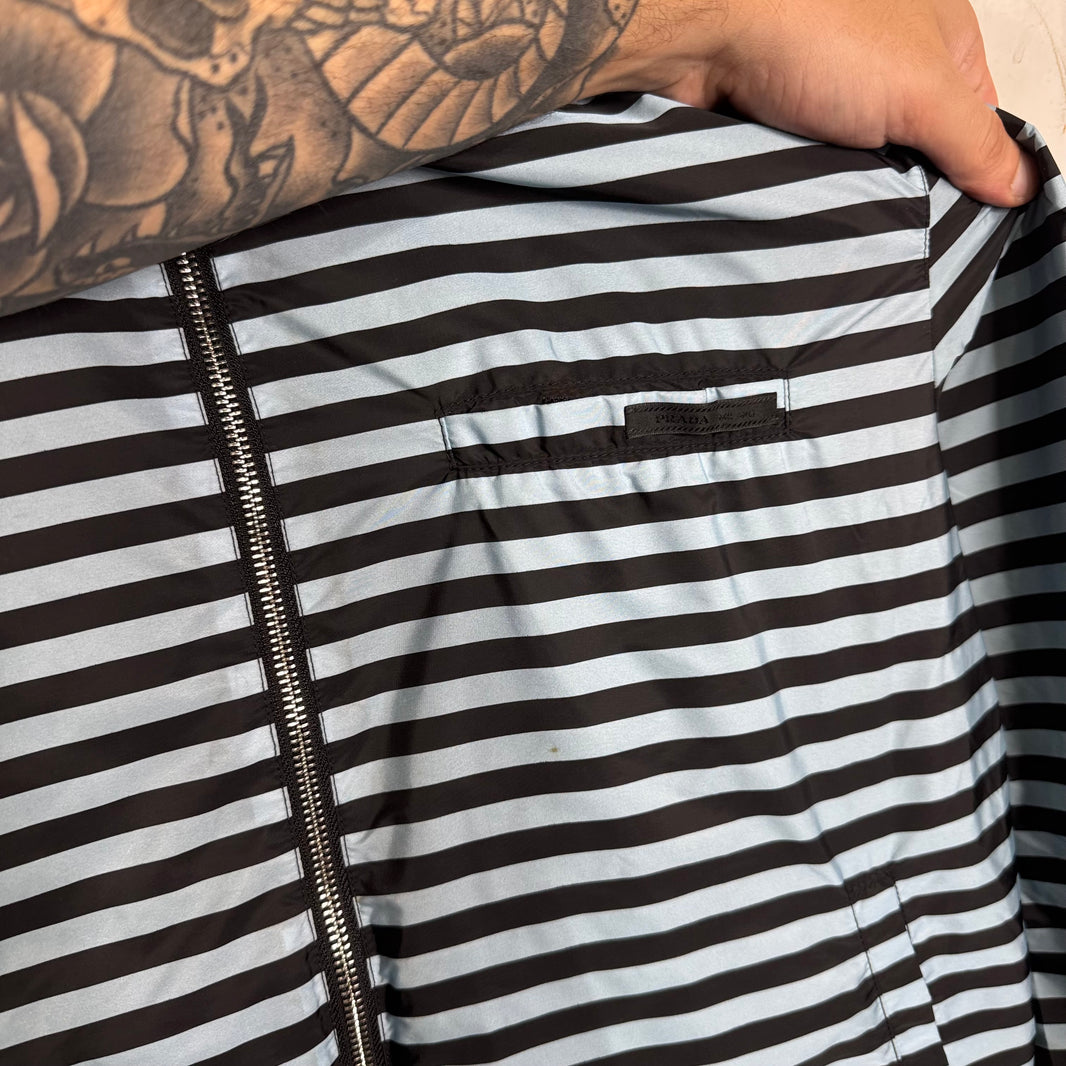 Prada Renylon Striped Reversible Windbreaker