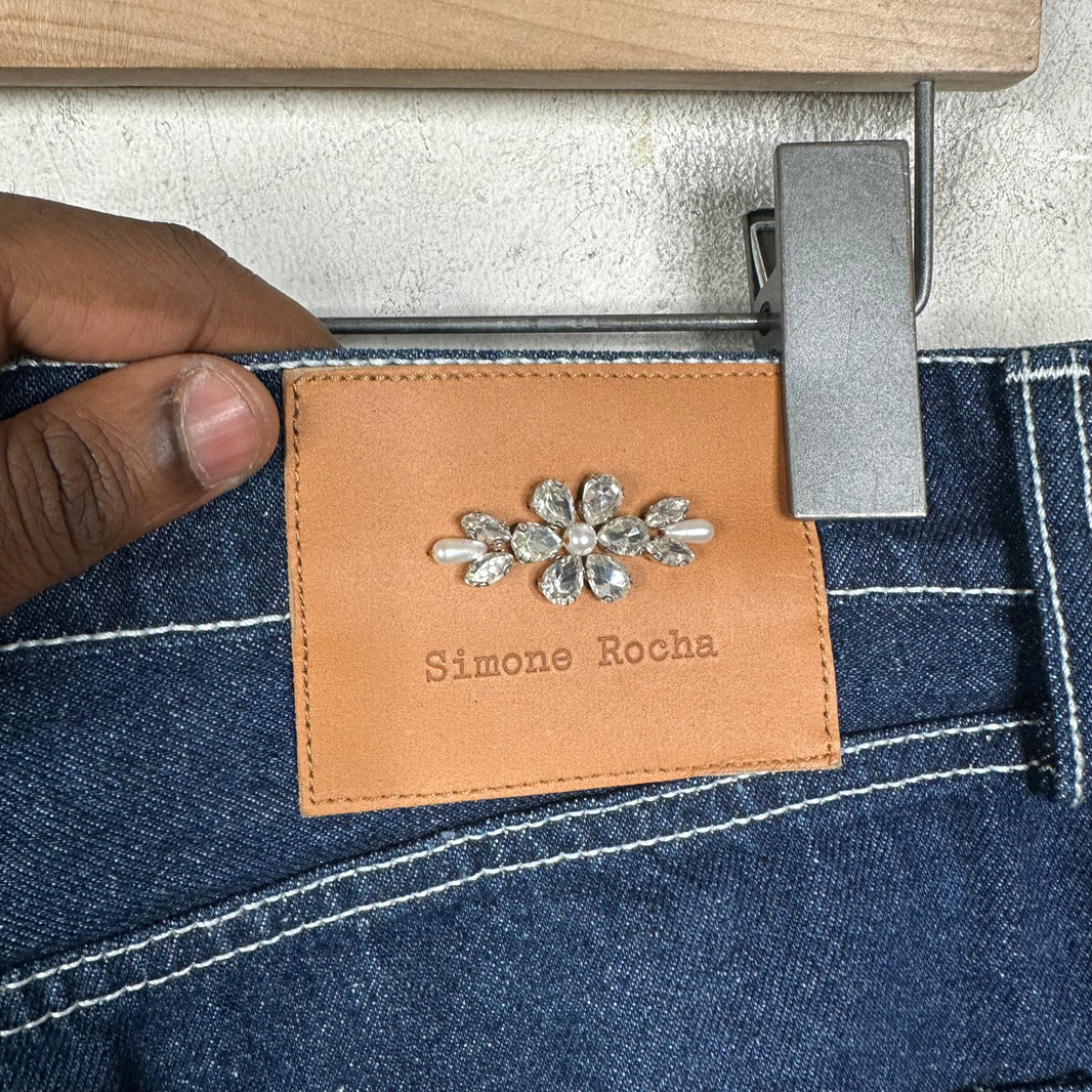 Simone Rocha Jeweled Carpenter Denim Shorts