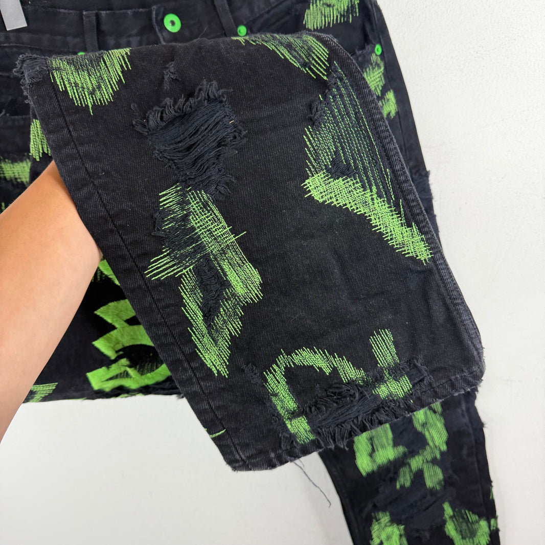 Endless Denim Black/Green Distressed Jeans